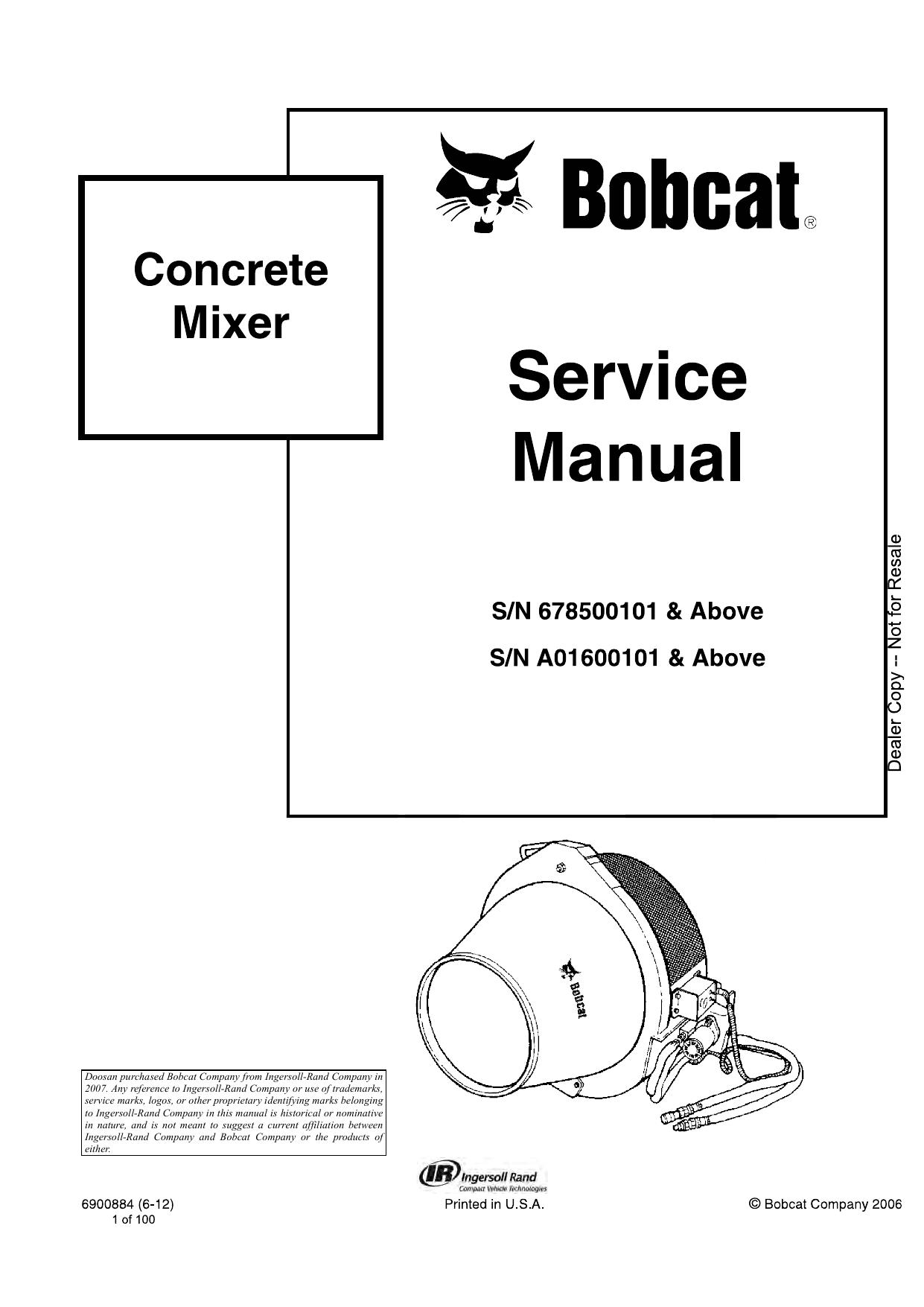 Concrete Mixer Service Manual Bobcat